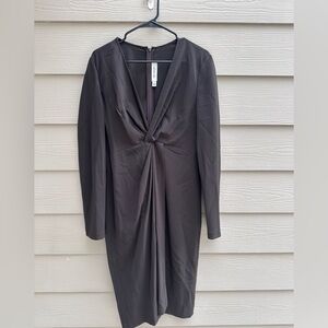 St. John Collection Brown Faux Wrap Midi Sheath Dress size 12 Orig. $795 (C19)